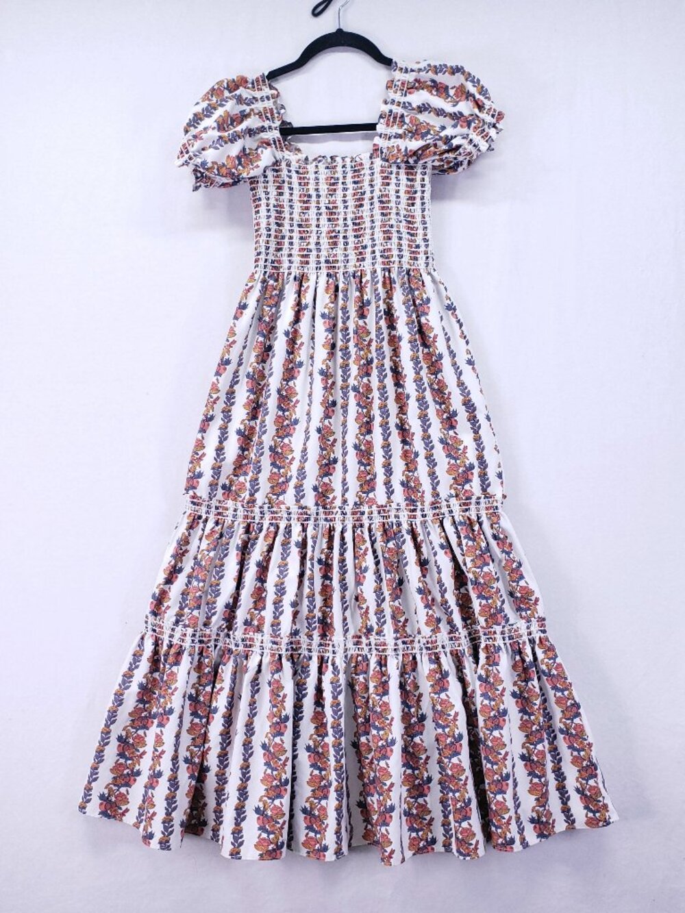 OPT Daphne Vine Maxi Dress Sz Small Square Neck Smocked Tiered Whimsical Floral